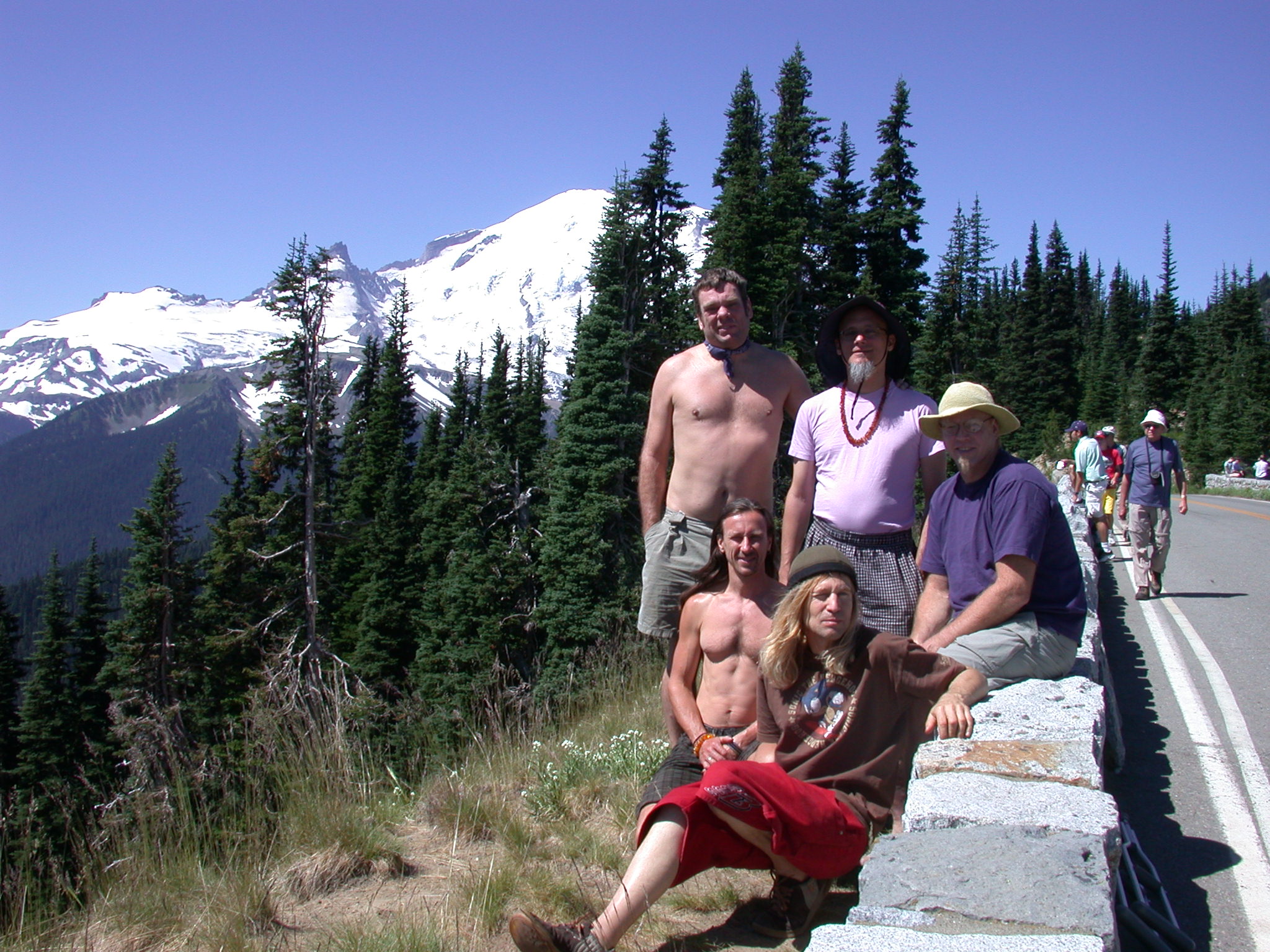 Tusk, Mugwort, Dazzle, Franz, and Kirby at Mount Rainier Outlook