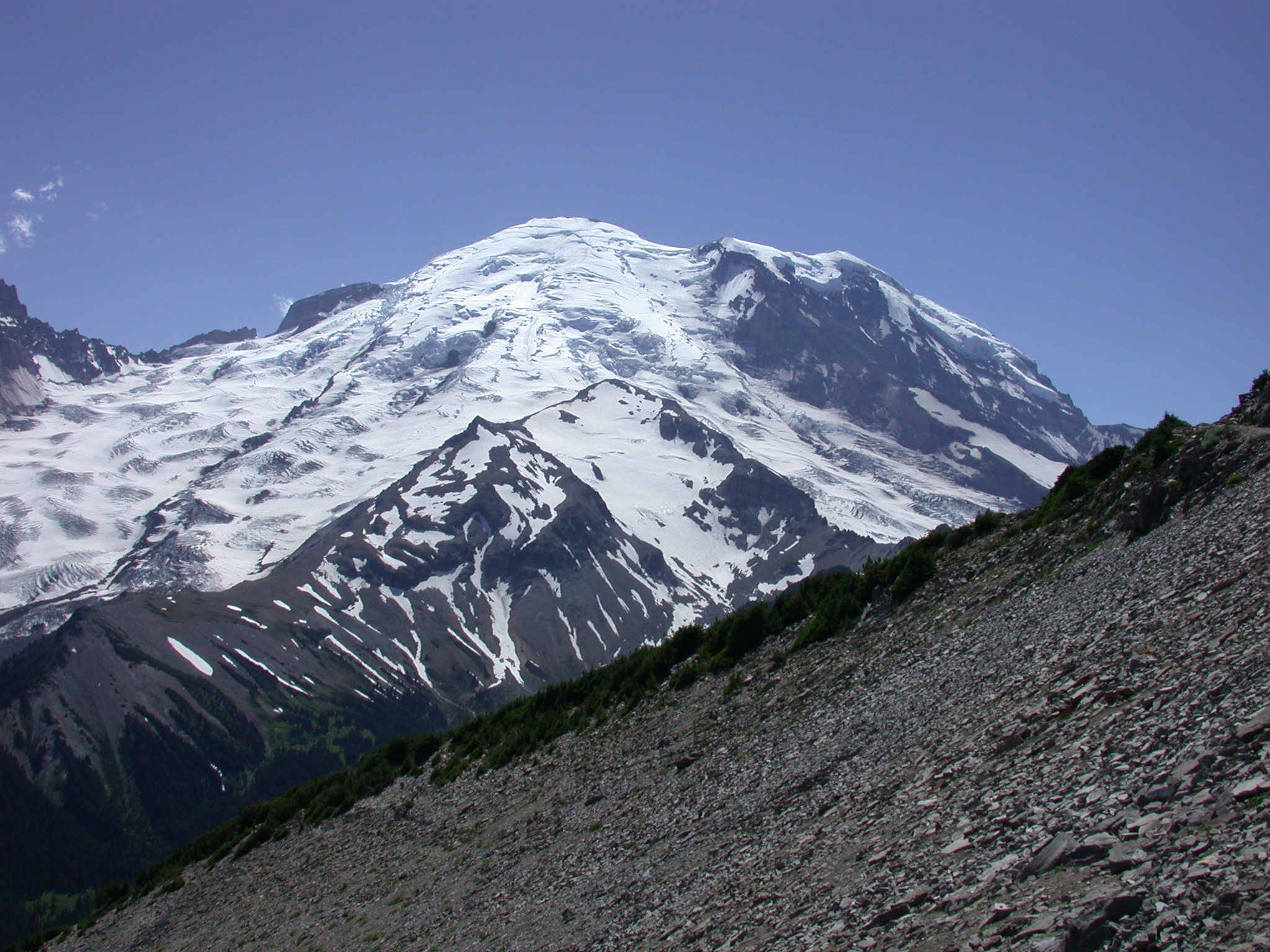 Rock Slide on Lower Trail to Burroughs Peaks on Mount Rainier