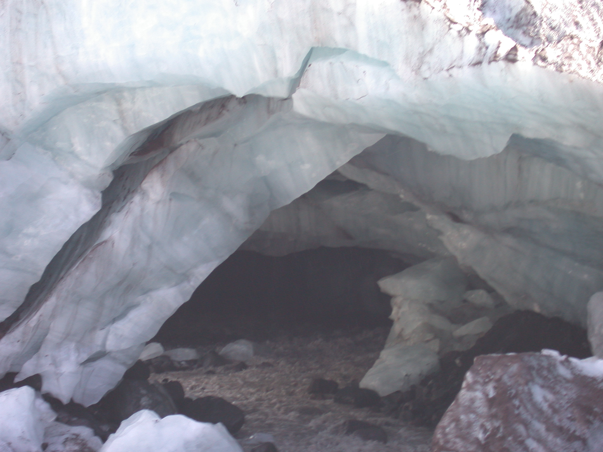 Closeup of Alabaster Ice Cave at Base of Glacier on Mount Rainier