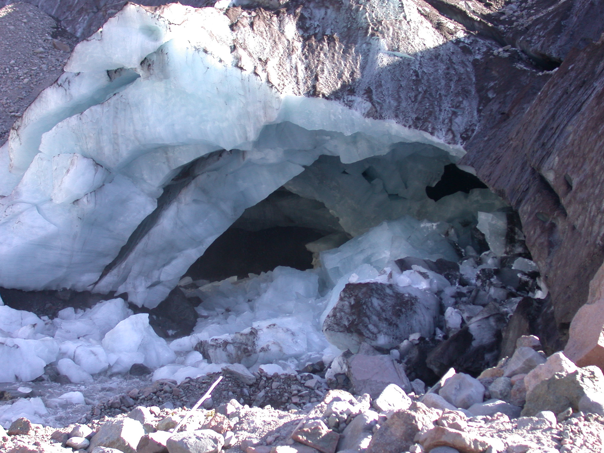 Further Collapse of Ice Cave at Base of Glacier on Mount Rainier