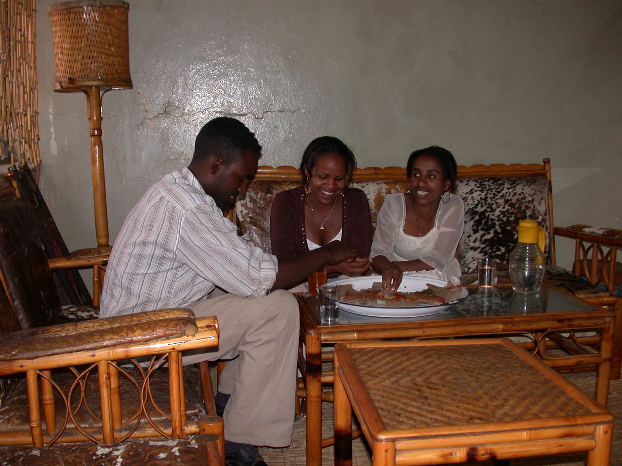 Habesha Eating at Habesha Restaurant, Gonder, Ethiopia