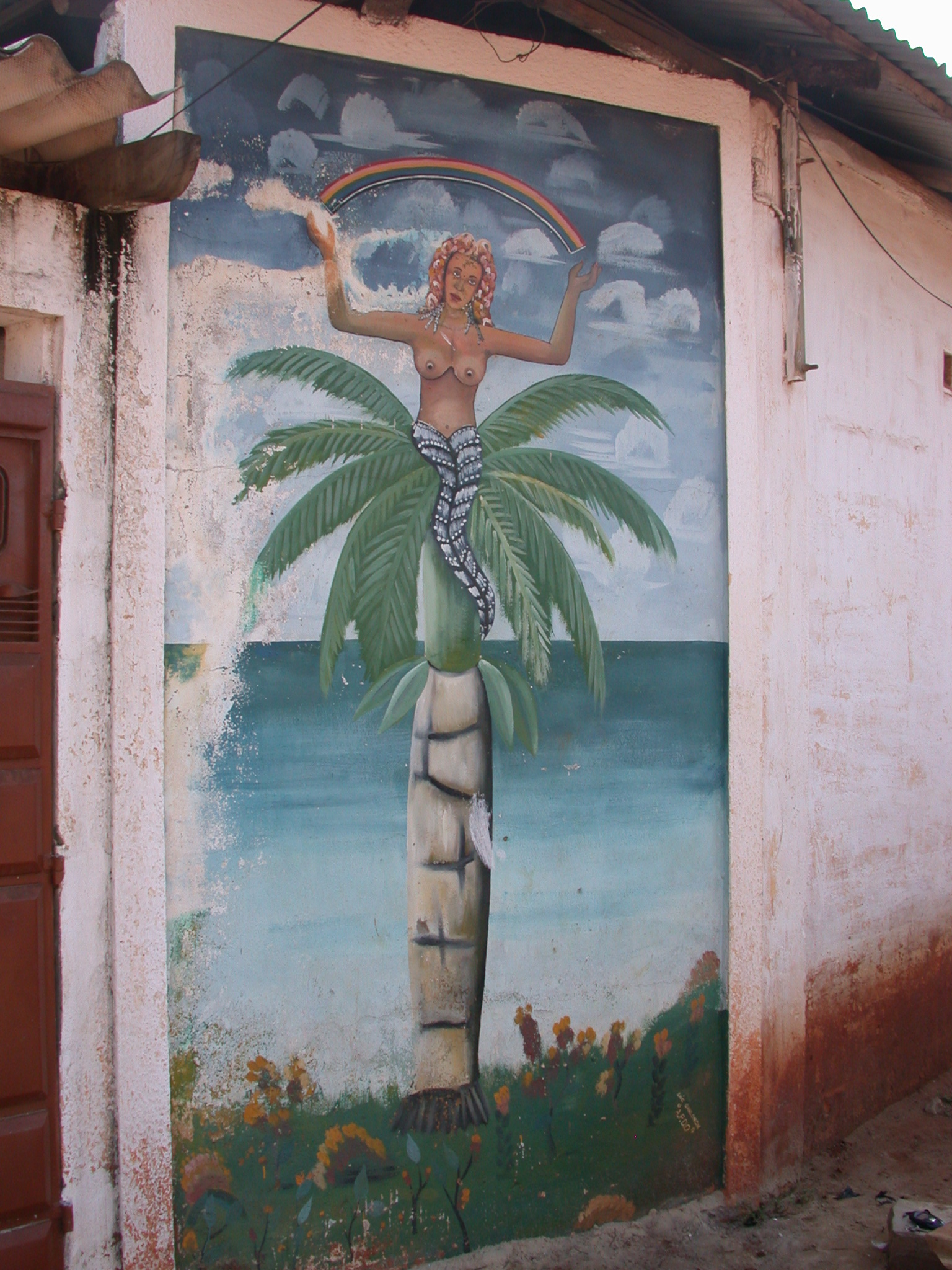 Avlekete Vodun Mermaid Spirit Mural, Daagbo Hounon Dodo Palace, Ouidah, Benin