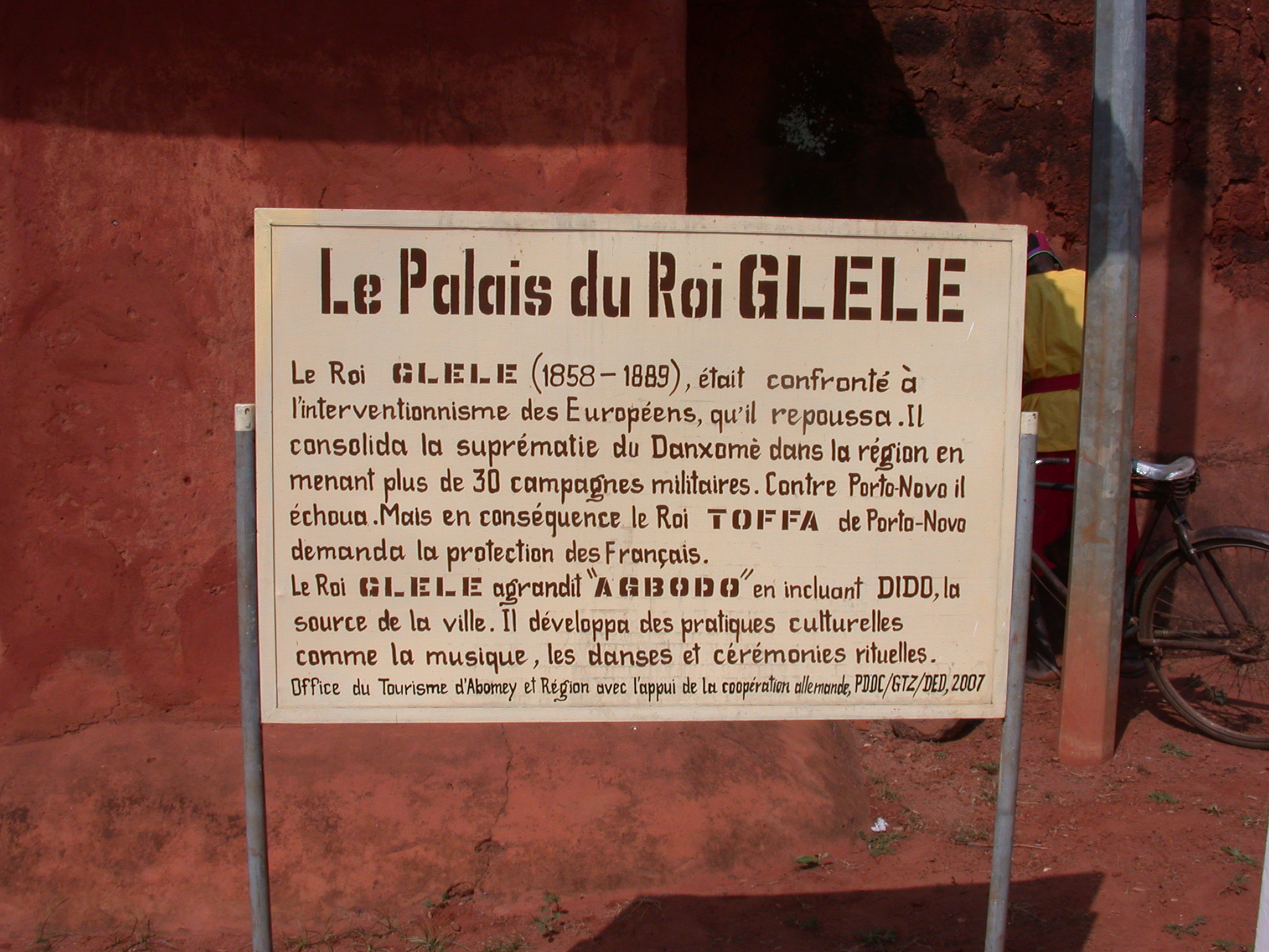 Sign for Palace of King Glele, Abomey, Benin