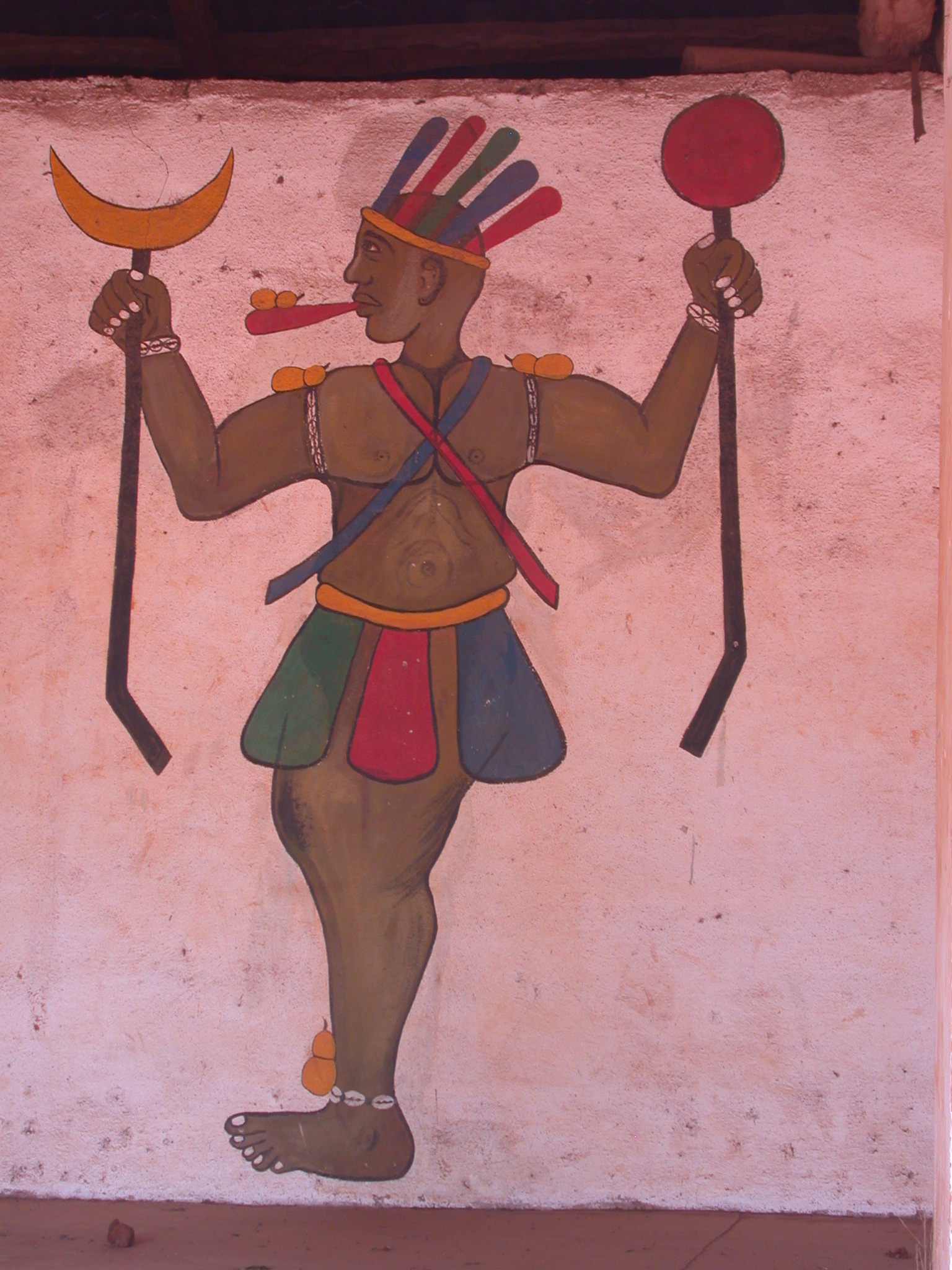 Painting in Semassou Glele Temple, Abomey, Benin