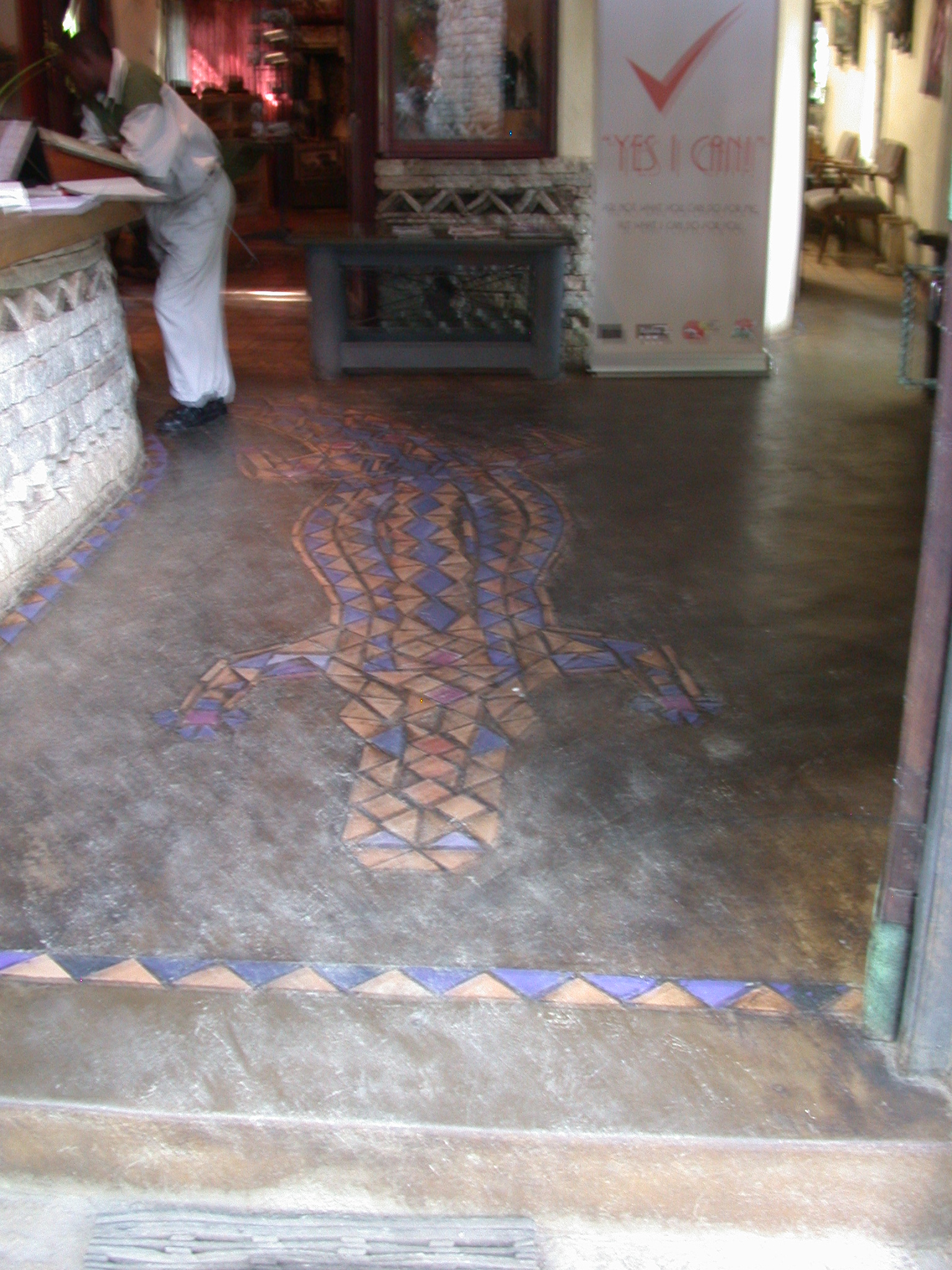 Floor Mosaic Probably of Crocodile or Lizard, Reception at the Ancient City Lodge, Great Zimbabwe, Outside Masvingo, Zimbabwe