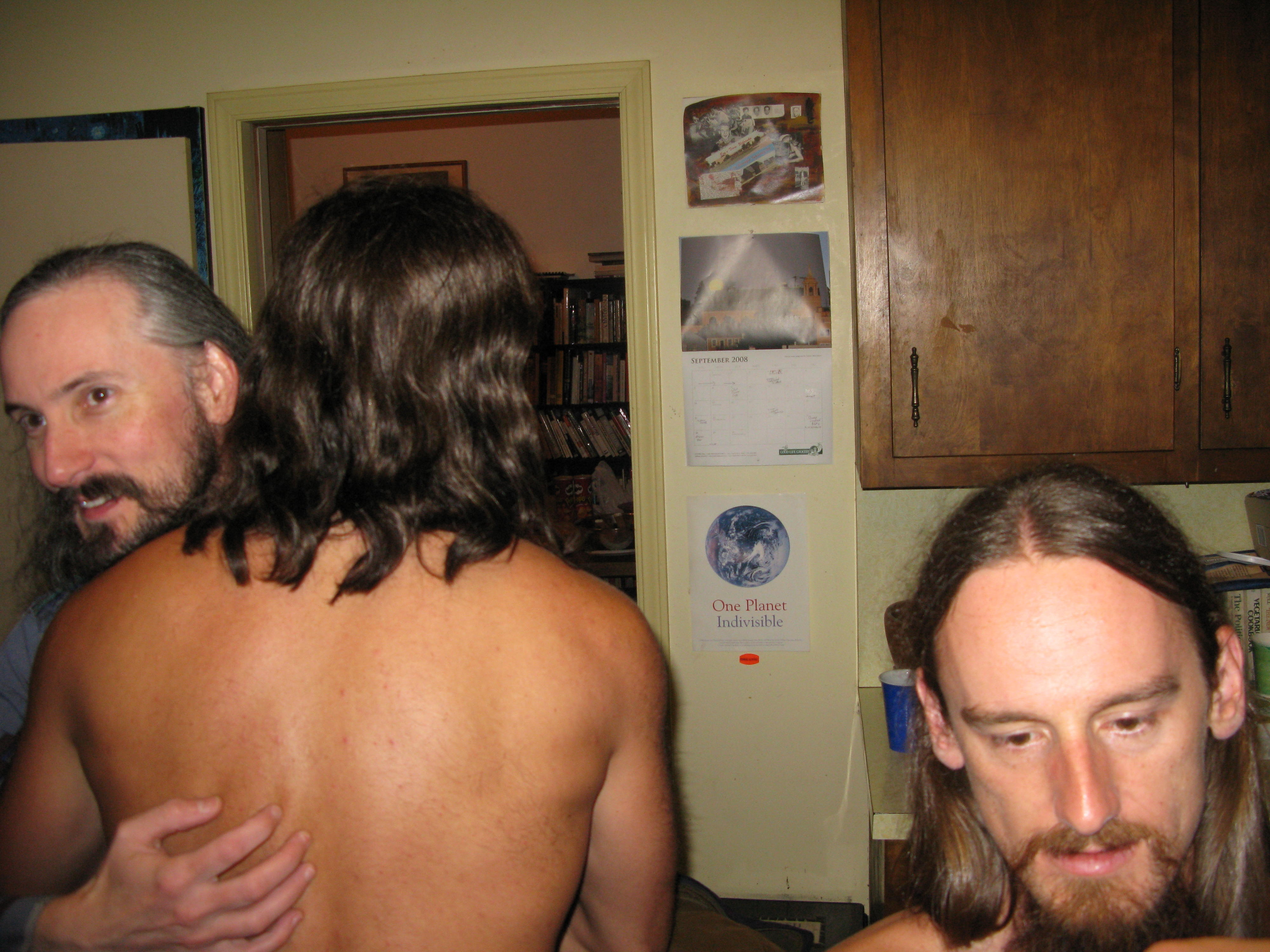 Stewart, Back of Paul, and Rob in the Kitchen